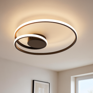 Lampada da soffitto nera moderna, Levy, 20W, 2700K LED, dimmer in 3 fasi