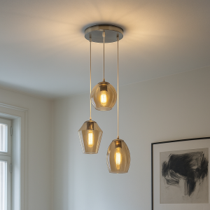 Lampada a sospensione ambrata design, Lazaro