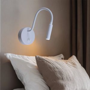 Lampada per camera da letto bianca moderna, Fiona, con interruttore