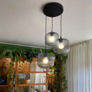Lampada a sospensione grigia retrò, Charlois