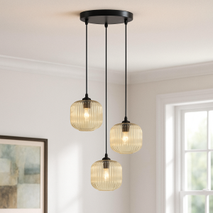 Lampada a sospensione ambrata retrò, Charlois