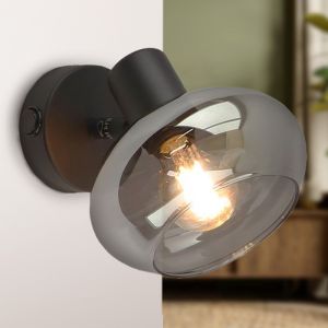 Faretto da parete nero design, Skip, con interruttore