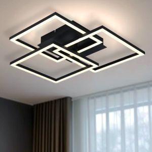 Plafoniera nera moderna, Giorgio, 35W, dim to warm LED, con telecomando