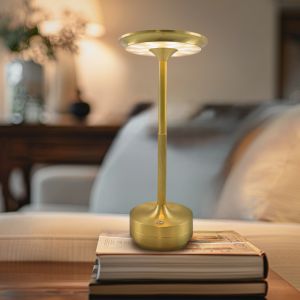 Lampada da tavolo ricaricabile dorata moderna, Arvind, 3W, bianco regolabile tra caldo e freddo LED, con interruttore