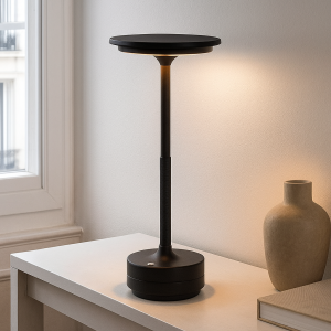 Lampada da tavolo ricaricabile nera moderna, Arvind, 3W, bianco regolabile tra caldo e freddo LED, con interruttore
