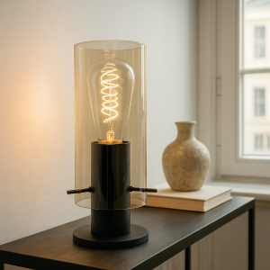 Lampada da tavolo ambrata design, Dilaram, con interruttore