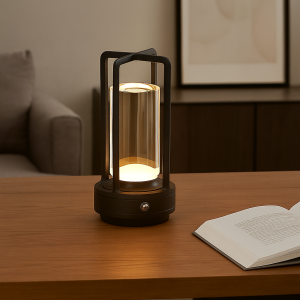 Lampada da tavolo ricaricabile nera moderna, Elian, 3W, bianco regolabile tra caldo e freddo LED, con interruttore