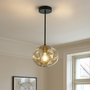 Lampada a sospensione ambrata design, Evita
