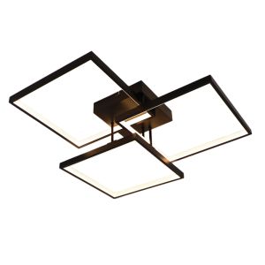 Plafoniera nera moderna, Giorgio, 38W, 2700K LED, dimmer in 3 fasi