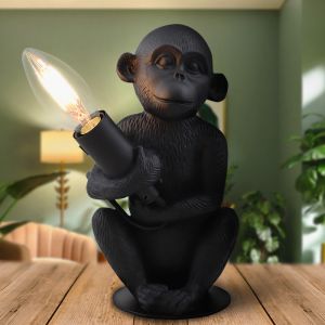 Lampada da tavolo nera moderna, Monkey, con interruttore