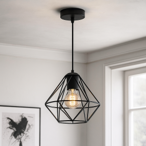 Lampada a sospensione nera industriale, Jochem