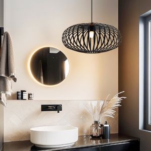 Lampada a sospensione da bagno nera industriale, Lieve, IP44