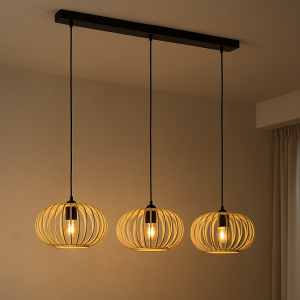 Lampada a sospensione in bambù marrone, Lieve