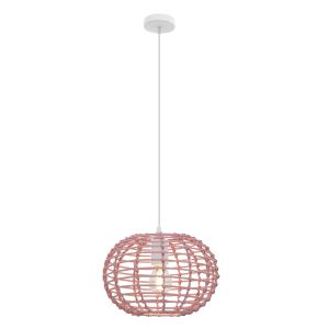 Lampada a sospensione in rattan rosa, Roza