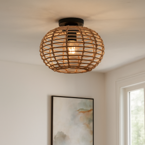 Lampada da soffitto in rattan marrone, Roza