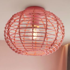 Lampada da soffitto in rattan rosa, Roza