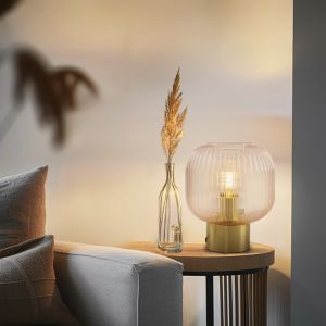 Lampada da tavolo rosa retrò, Charlois, con interruttore