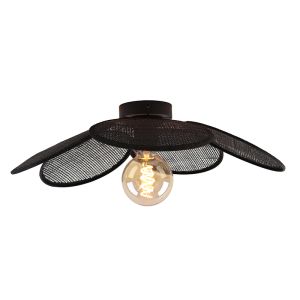 Lampada da soffitto in rattan nera, Rowen
