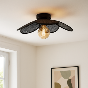 Lampada da soffitto in rattan nera, Rowen