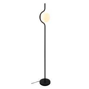 Lampada da terra nera moderna, Merel, con interruttore