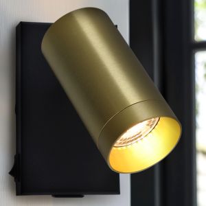 Faretto da parete in ottone moderno, Nadi, con interruttore