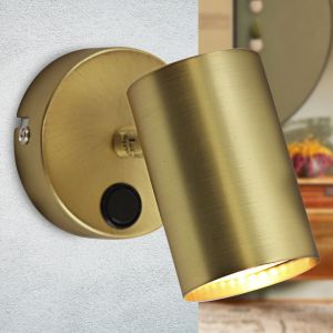 Faretto da parete in ottone moderno, Elena, con interruttore