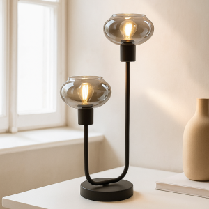 Lampada da tavolo grigia design, Skip, con interruttore