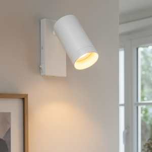 Faretto da parete bianco moderno, Nadi, con interruttore
