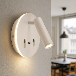 Applique da parete bianca moderna, Alec, 9W, 3000K LED, con interruttore