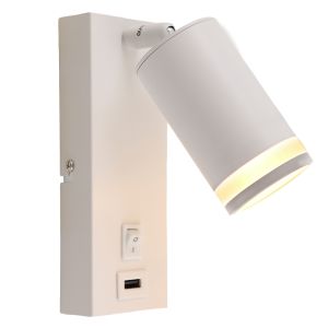 Faretto da parete bianco moderno, Tara, con interruttore