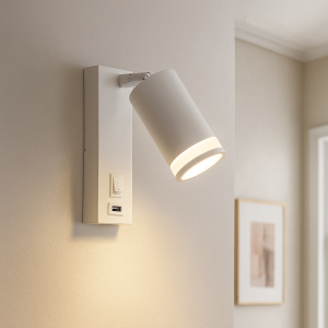 Faretto da parete bianco moderno, Tara, con interruttore
