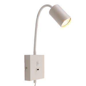 Faretto da parete bianco moderno, Tibor, con interruttore