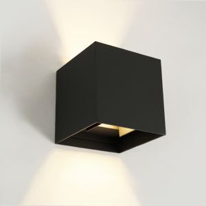 Lampada da parete up down nera moderna, Dion, 6W, dim to warm LED, IP65