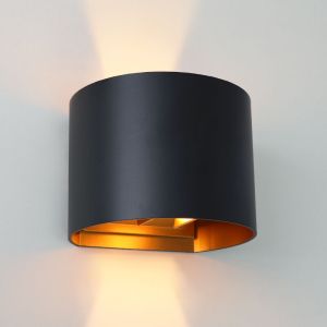 Lampada da parete up down nera moderna, Dion, IP65