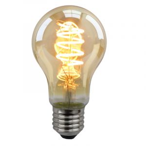 Lampadina LED Olucia E27 dimmerabile, Tuelo, A60, 4w, vetro ambrato, 2200k