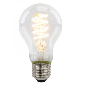 Lampadina LED Olucia E27 dimmerabile, Tuelo, A60, 4w, vetro trasparente, 2700k