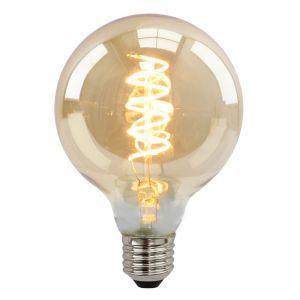 Lampadina LED Olucia E27 dimmerabile, Tuelo, G95, 4w, vetro ambrato, 2200k