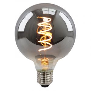 Lampadina LED Olucia E27 dimmerabile, Tuelo, G95, 4w, vetro fumé, 2200k