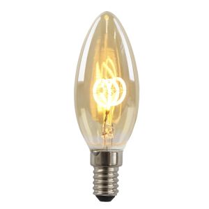 Olucia lampadina a candela LED E14 regolabile Tuelo, ambra, 2W, 2200K
