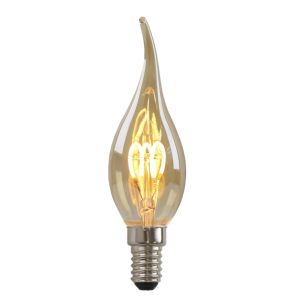 Olucia lampadina a candela LED E14 regolabile Tuelo, ambra, 2W, 2200K