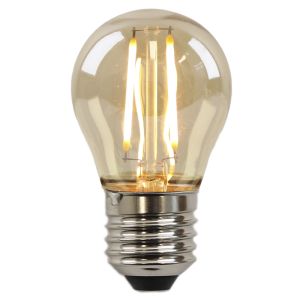 Olucia lampadina a filamento LED E27 regolabile Melchis, ambra, P45, 2W, 2200K