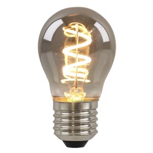 Olucia lampadina a filamento LED E27 regolabile Tuelo, grigio, P45, 4W, 2200K