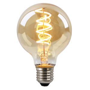 Olucia lampadina a filamento LED E27 regolabile Tuelo, ambra, G80, 4W, 2200K