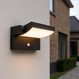 Applique da esterno con sensore di movimento nera moderna, Alet, 12,5W, 3000K LED, IP54