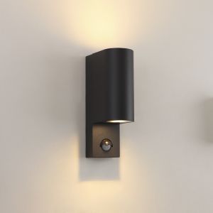 Applique da esterno con sensore di movimento nera moderna, Corina, IP54