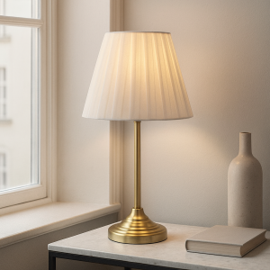 Lampada da tavolo in ottone classica, Jivan, con interruttore