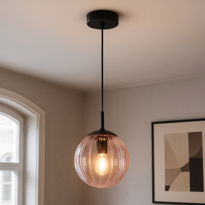 Lampada a sospensione rosa retrò, Rifka