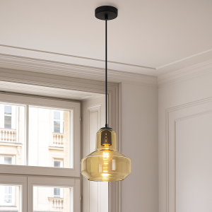 Lampada a sospensione ambrata design, Sabina