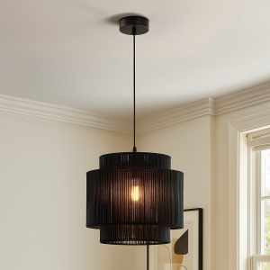 Lampada a sospensione nera rustica, Sanny