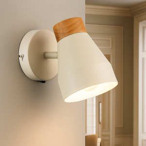 Applique da parete beige rustica, Freddie, con interruttore